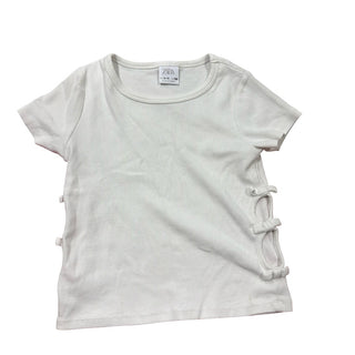 Zara White tshirt with bow cut outs on side, 9-10 years