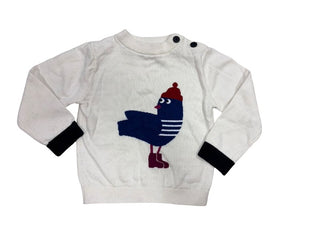 Jacadi white knit sweater with bird, 36 months