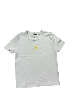 Sunday Best White tshirt with yellow dog, XS
