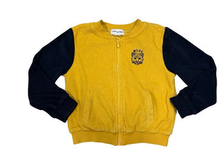 Miles the Label navy and yellow terry cloth zip up, 3 years