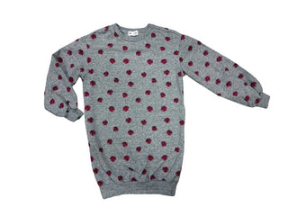 Miles the Label grey sweater dress with pink puffs, 4 T