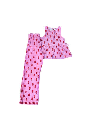 Zara Pink pants/top set with flowers, 9-10 years