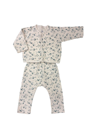 Petit Bateau Cream and Teal Quilted Set, 18 months