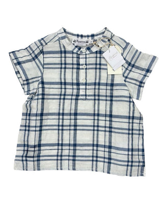 Bonpoint Blue and White Plaid Popover Top - New With Tags, 2 years