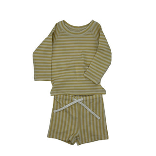 Quincy Mae Yellow rash guard/short set, 3-6 months