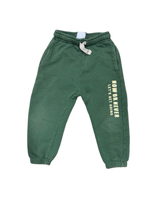 Zara green "now or never" sweatpants, 2-3 years