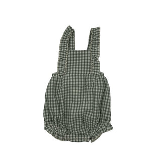 Rylee + Cru Green gingham romper, 6-12 months