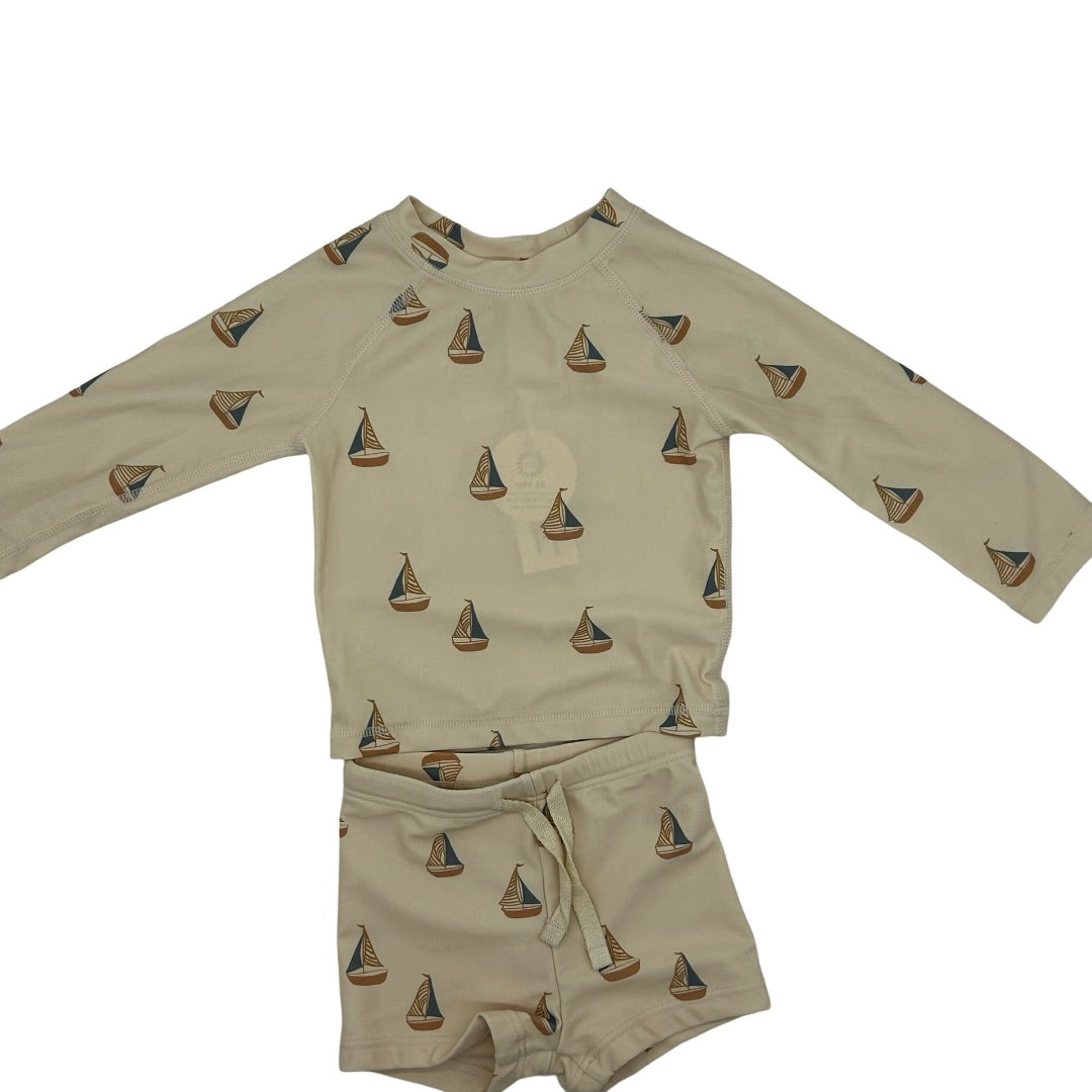 Rylee + Cru Sailboat rash guard/short set, 6-12 months