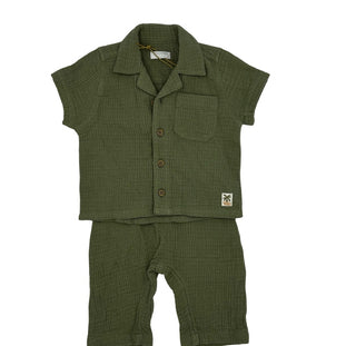 Noppies Olive green shirt/pant set, 1-2 months