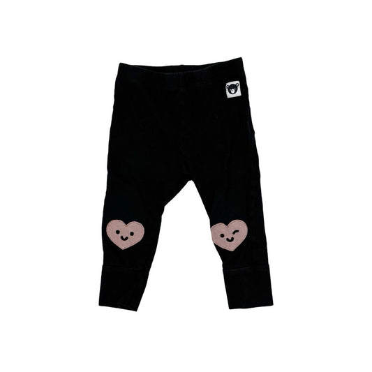 Hux black w/heart leggings, 6-12 months