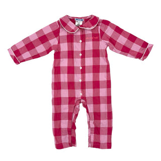Jacadi pink checkered one piece pj's, 18 months