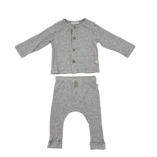 1 + In The Family grey cotton top/pant set, 6 months