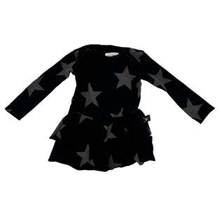 Nununu black star dress w/ruffles, 6-12 months