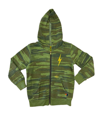 Aviator Nation Camo Lightning Zip Up Hoodie, 8 years