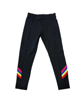 Terez  Black Leggings with Multi Coloured Stripe, small
