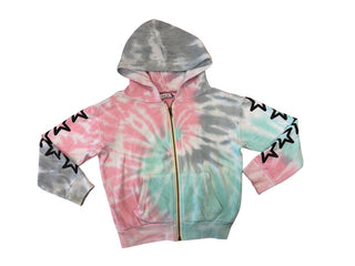 Play Six Tie Dye Zip Up Hoodie with Star Graphics, 6 years
