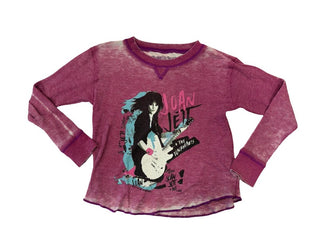 Rowdy Sprout Magenta Joan Jett Print Waffle Knit Longsleeve, 8 years