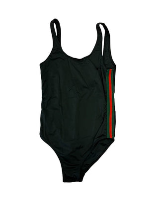 Stella Cove Black Swimsuit with Green and Red Side Stripes, 10 years