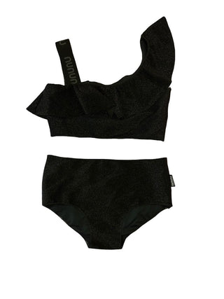 Nununu Sparkly Black Shoulder Strap Detail Bikini Set, 10-11 years