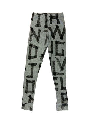 Nununu Grey and Black Letter Graphic Leggings - Visible stitching, reflected in price, 8-9 years