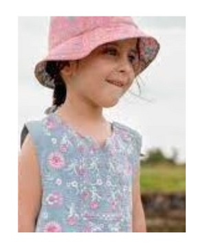 Louise Misha Lajik Sunhat - Water River Flowers - Reversible - New With Tags, 6-8 years