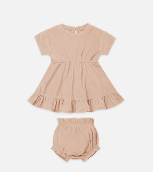 Quincy Mae organic Terry dress petal no bloomer, 2-3 years