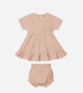 Quincy Mae organic Terry dress petal no bloomer, 0-3 months
