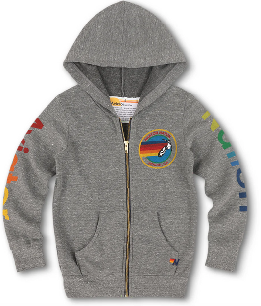 Aviator Nation zip hoodie- heather grey, 10 years