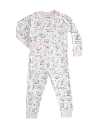 Noomie Pink Elephants Long Sleeve Pajama Set