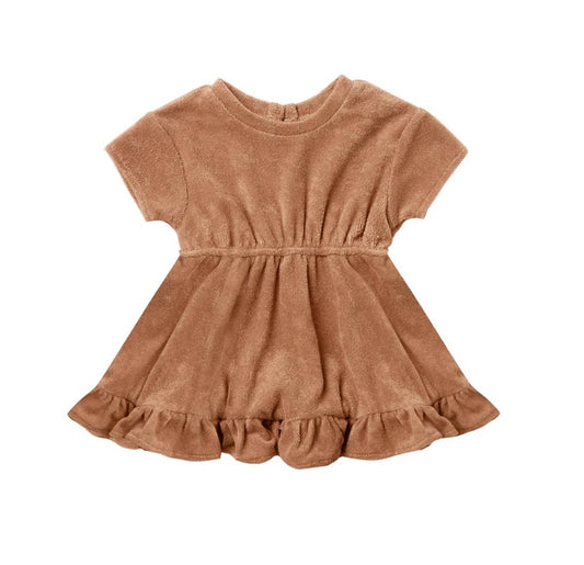 Quincy Mae organic Terry dress terracotta, 0-3 months