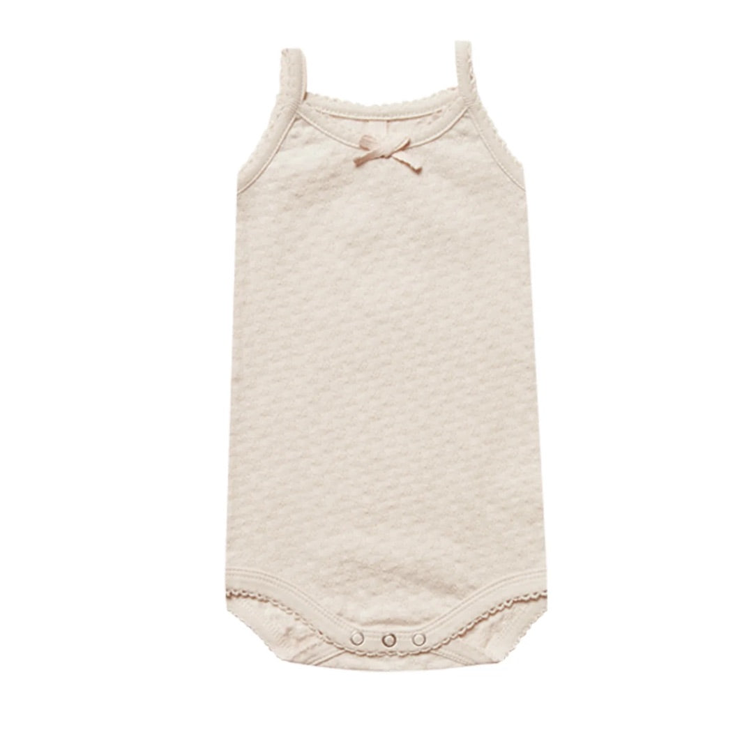 Quincy Mae organic pointelle tank onesie-natural, 3-6 months