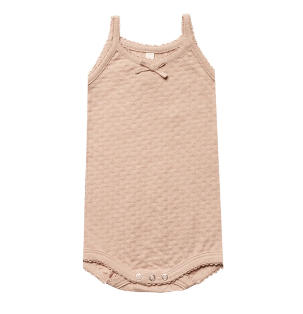 Quincy Mae organic pointelle tank onesie-petal, 2-3 years