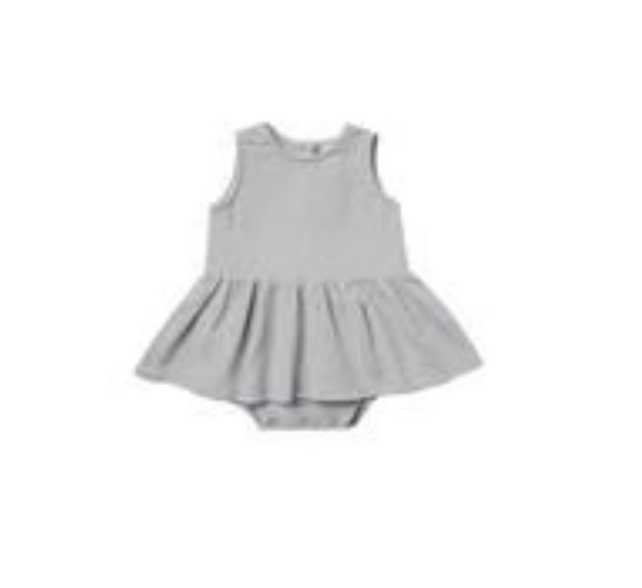 Quincy Mae organic skirted muslin onesie periwinkle 2-3 years, 18-24 months