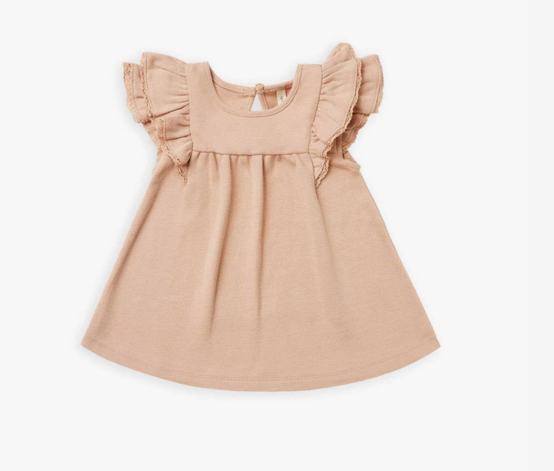 Quincy Mae organic flutter dress petal, 0-3 months