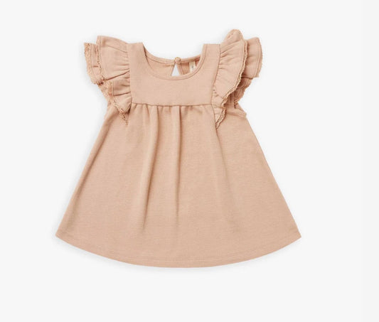 Quincy Mae organic flutter dress petal, 2-3 years