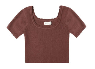 Rylee + Cru Scallop Mini T-shirt Burgundy Brand New with Tags, 6-7 years