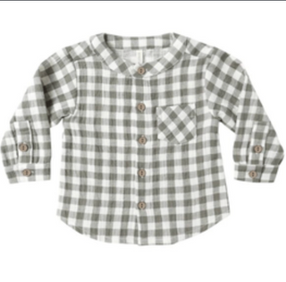 Quincy Mae plaid green button up new with tags, 12-18m