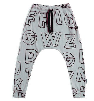 Nununu white light a-z baggy pants new with tags, 18-24 months