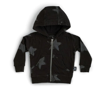 Nununu Black Star Zip Hoodie New with Tags, 0-3 months