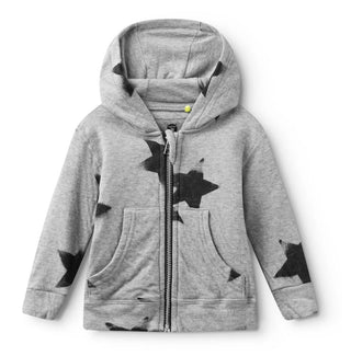 Nununu Heather Grey Soft Faded Star Zip Hoodie New with Tags, 0-3 months