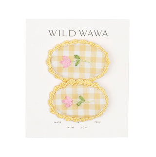 Wild Wawa Crochet Clip set in Yellow Gingham New with Tags, o/s
