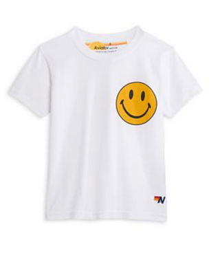Aviator Nation White tshirt with smiley face, 6 years