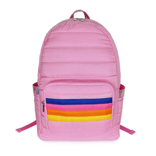 Top Trenz Pink Retro Stripes Puffer Backpack