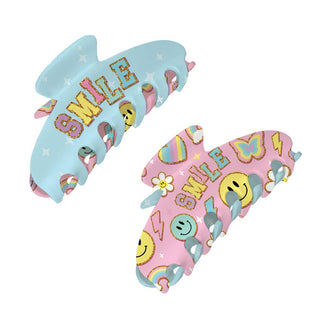 Top Trenz Two-Sided Large Claw Clips - Patch Smile