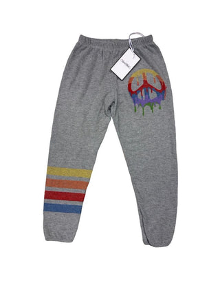 Lauren Moshi Grey Super Soft Sweatpants with Stripes and Peace Sign - New With Tags, 8 years