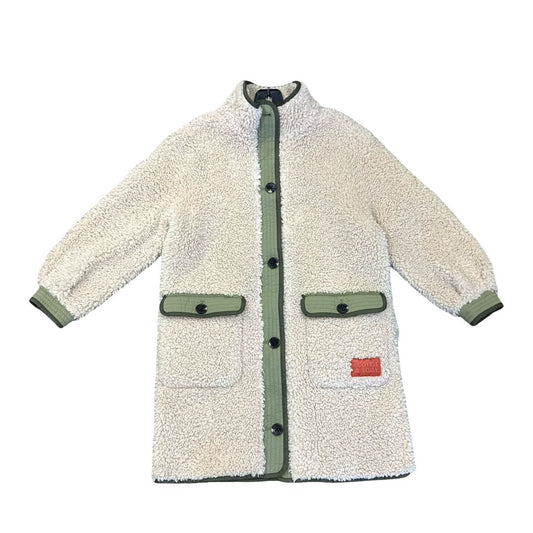 Scotch & Soda Cream Sheerling Jacket with Green Seams and Buttons, 8 years
