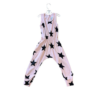 Nununu Pink w/black star pant romper, 2-3 years