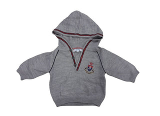 Jacadi  Hooded Knit Grey Sweater with Insignia Embroidered Detail, 6 months