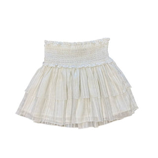Katie J White Ruffle Smocked Waist Mini Skirt, xl