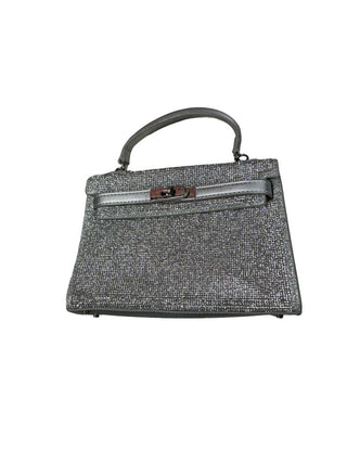 Lola & The Boys Silver rhinestone purse with handle, one size